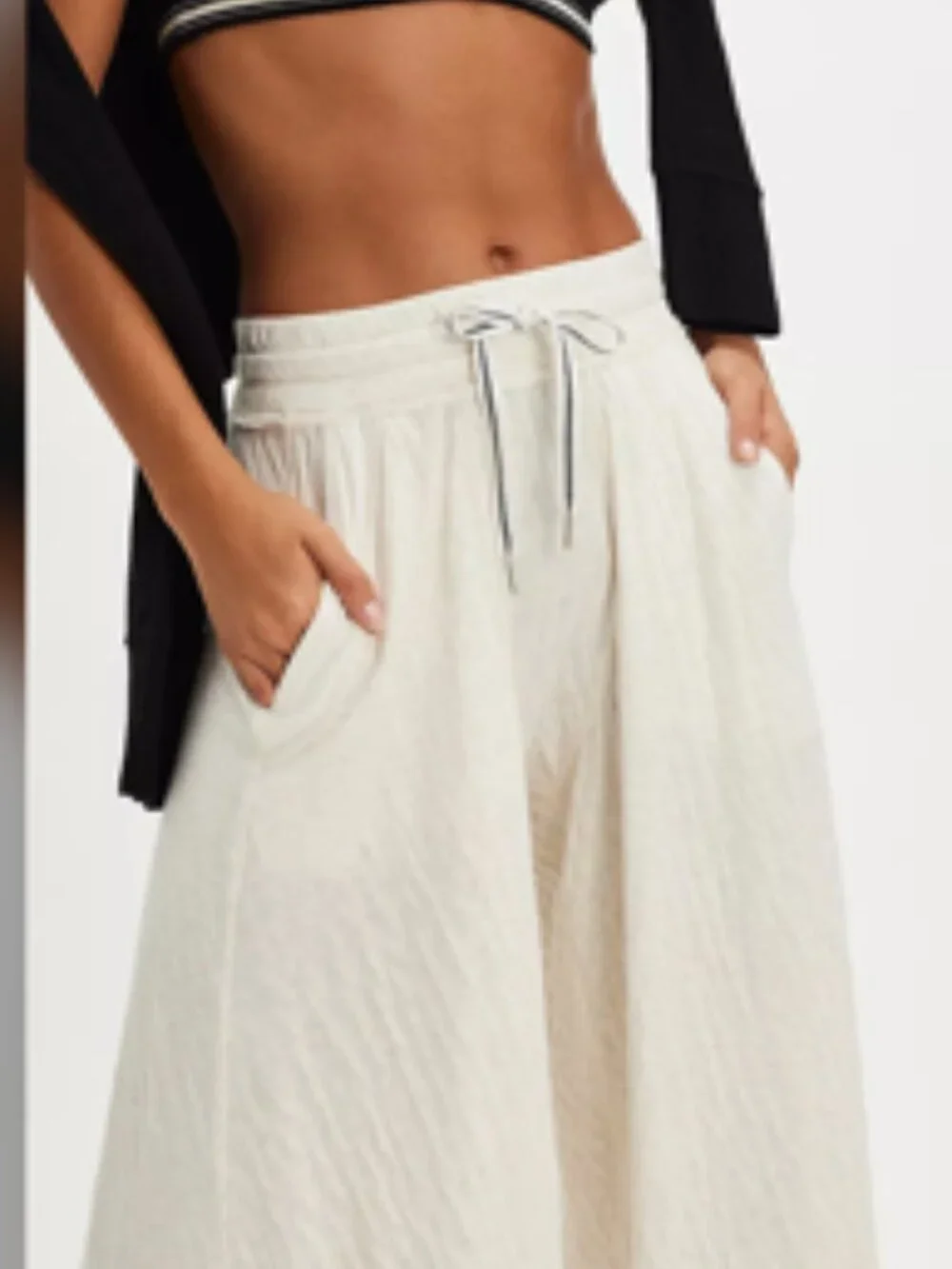 NWT Free People Wait A Minute Wide-Leg Lounge Pants Oatmeal Heather